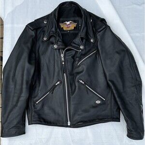 Harley-Davidson MED Vintage Old School SHOVELHEAD Leather motorcycle Jacket USA